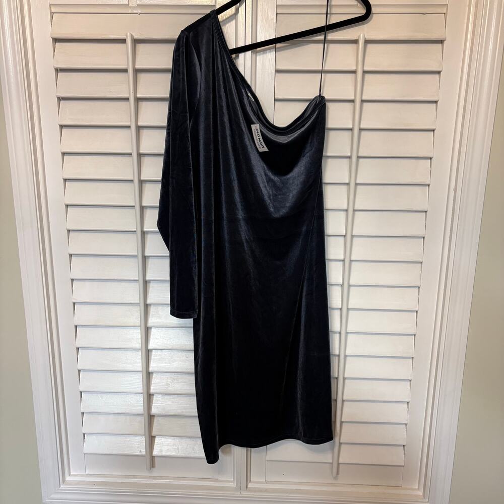 Old Navy Blue‎ Velvet One Shoulder Long Sleeve Dress Size 3X